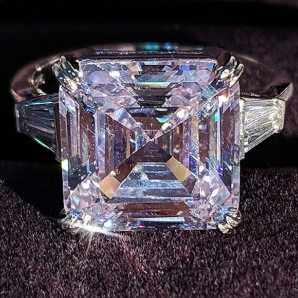 HUGE 9.5 CARAT ASSCHER ENGAGEMENT STATEMENT RING - Picture 1 of 6